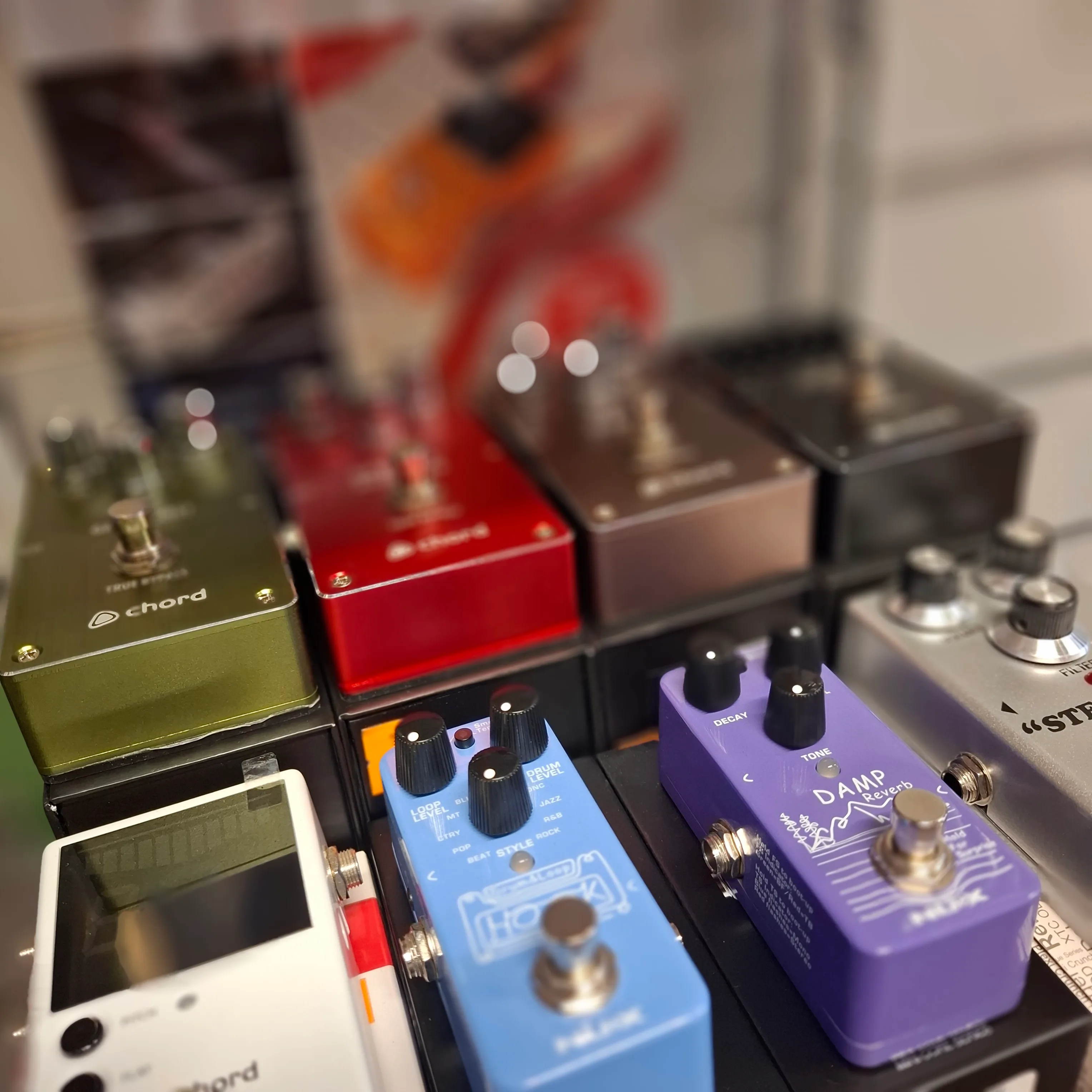 Pedal and electronics display in store
